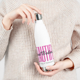 Beautiful & Beloved – White/Pink 20 oz Stainless Steel Water Bottle