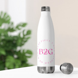 B2G: Beautiful 2 God – White w/ Pink 20 oz Insulated Stainless-Steel Water Bottle