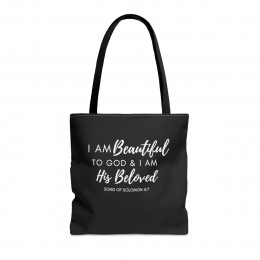 I Am Beautiful to God: Script - Black Tote Bag