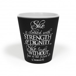 Strength & Dignity - Stylish Black 12 oz Latte Mug