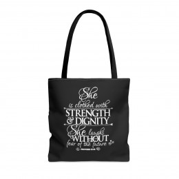 Strength & Dignity - Black Tote Bag