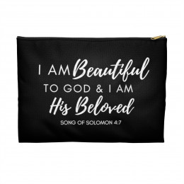 I Am Beautiful to God: Script - Black Accessory Pouch