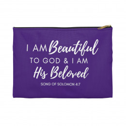 I Am Beautiful to God: Script - Royal Purple Accessory Pouch