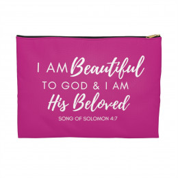 I Am Beautiful to God: Script - Pink Accessory Pouch