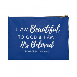 I Am Beautiful to God: Script - Blue Accessory Pouch