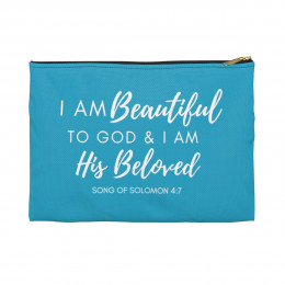 I Am Beautiful to God: Script - Turquoise Accessory Pouch