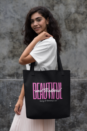 Beautiful & Beloved – Black Tote Bag